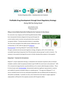Michalik, R -Profitable Drug Dev through Smart Regulatory Strategy (Nov2017)