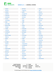 Grade 6-8 General Vocabulary Word List