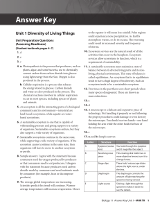 Answer Key Diversity of Living Things Unit 1
