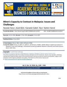 Minor’s Capacity to Contract in Malaysia Issues and Challenges