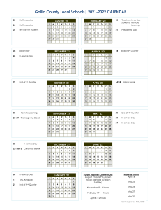 2021-2022 Calendar - Board approved 4-20-2021