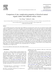 Comparison of zinc complexation properties of dissolved natural organic matter from different surface waters