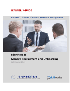 BSBHRM525 LEARNER WORKBOOK