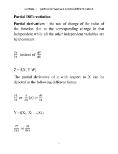 Lecture 1 - partial Derivatives & Total Differentiation