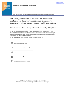 Enhancing Professional Practice an innovative professional development strategy to support teachers in school based mental health promotion