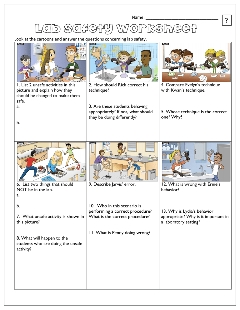 science lab safety worksheet elementary