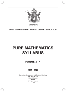 Pure Mathematics Forms 3 - 4