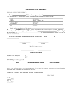 (Sample Format) Deed of Sale for Motor/Vehicle