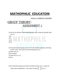 Assignment A - Group Theory