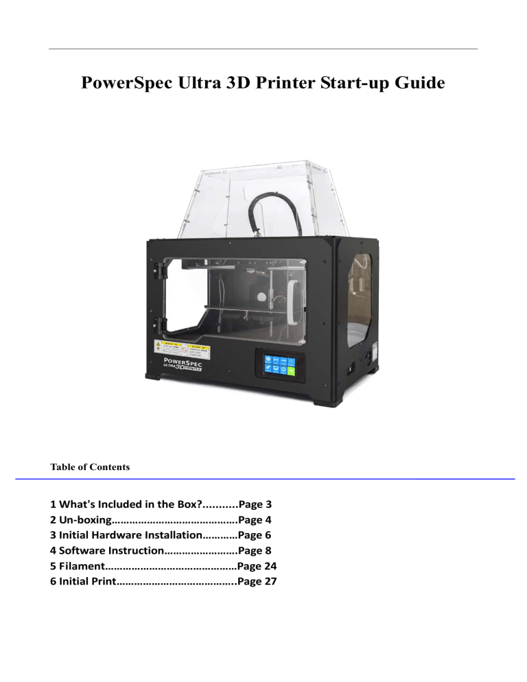 PowerSpec Ultra3DPrinter Manual