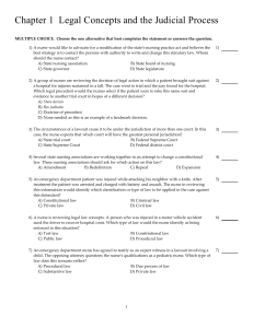 Legal Concepts & Judicial Process Test for Nurses