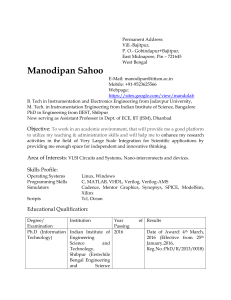 Manodipan Sahoo Resume: VLSI, Nano-interconnects, Electronics