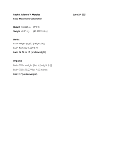 BMI Calculation Report for Rachel Morales