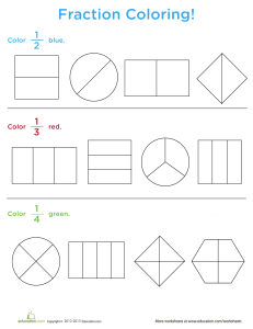 fraction-coloring worksheet 1 for lesson plan