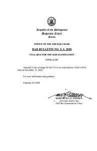 Civil Law Bar Exam Syllabus 2020