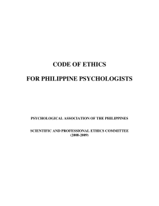 PAP Code of Ethics for Philippine Psychologists