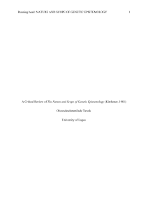 Genetic Epistemology: A Critical Review of Kitchener (1981)