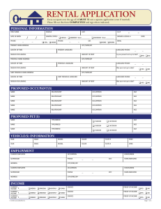 Rental Application form