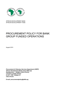 Procurement policy for bank group funded operations