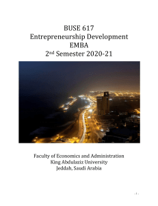 Sample Course Outline Entrepreneurship BUSE 617