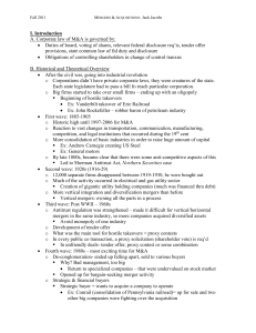 M&A Lecture Notes: Mergers & Acquisitions Overview