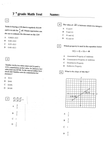 7th Grade Math Asseessment Test