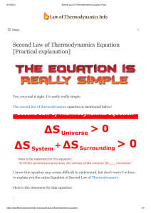Second Law Of Thermodynamics Equation (Fast)