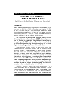Hematopoietic Stem Cell Transplantation In India