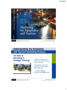 Marketing for Hospitality and Tourism 