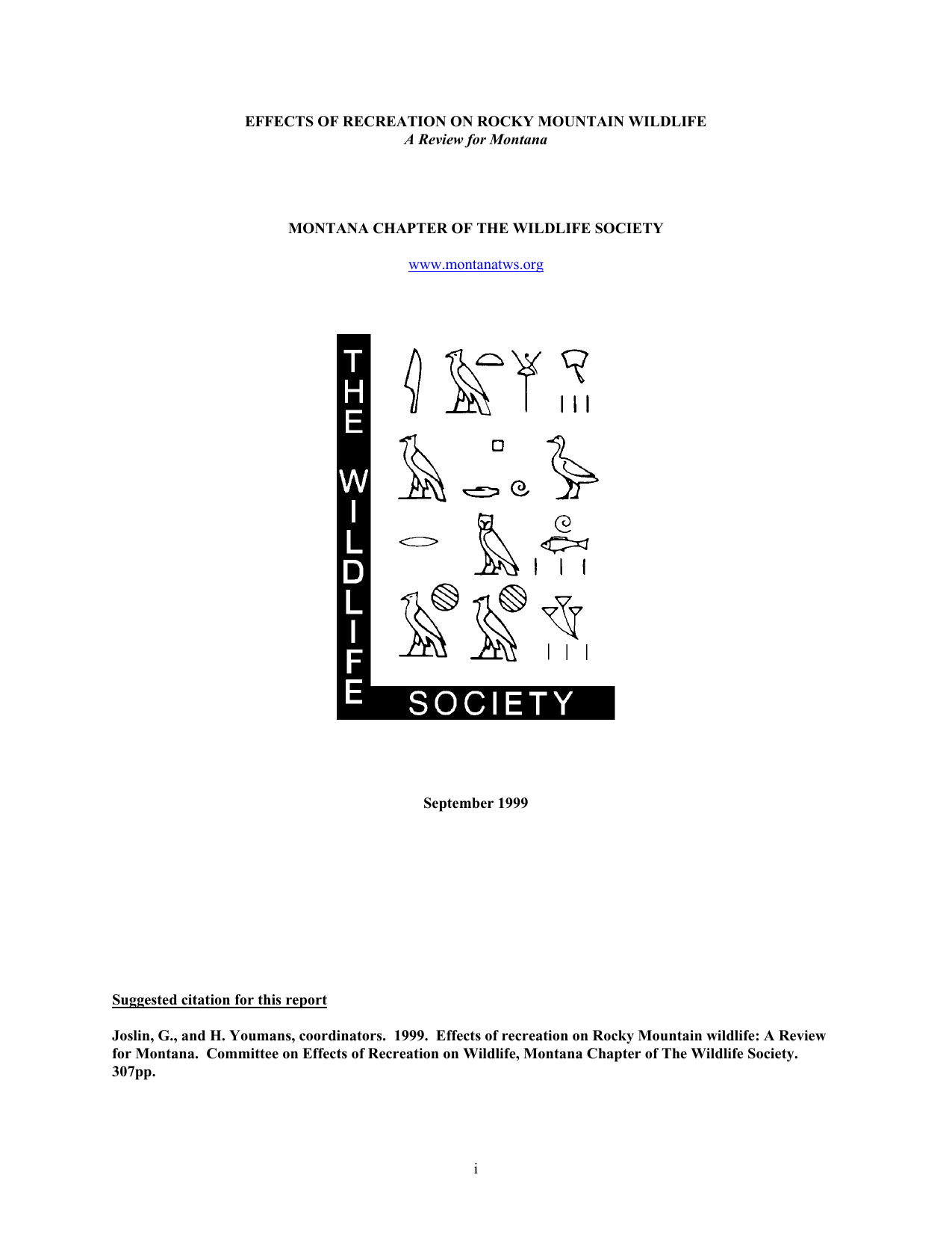 Effects of Recreation on Rocky Mountain Wildlife 1999 - Joslin and Youmans