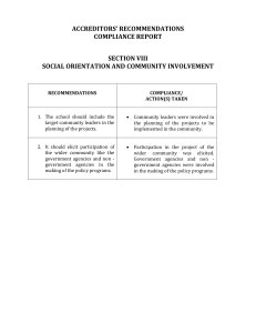 SOCIAL ORIENTATION AND COMMUNITY INVOLVEMENT