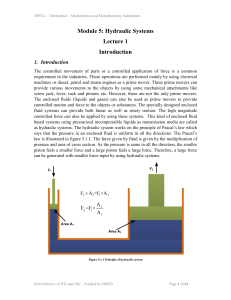 Hydraulic Systems: Introduction & Principles