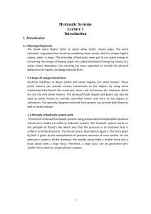 Hydraulic Systems Lecture Notes: Introduction & Principles