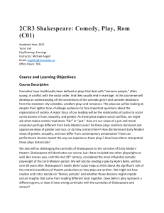 Shakespeare Comedy Course Syllabus