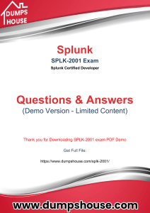 Free Demo of SPLK-2001 Dumps Pdf