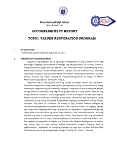Accomplishment Report VRP Bicos NHS