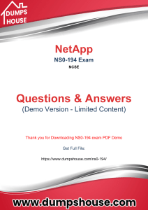 NS0-194 Dumps PDF Format