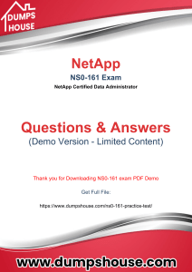 NS0-161 Dumps PDF Format