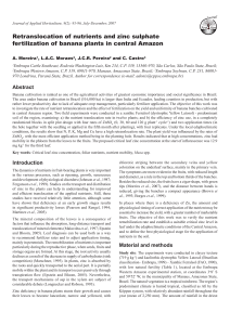 Retranslocation of nutrients and zinc sulphate  fertilization of banana plants in central Amazon