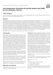 Low-temperature threshold and growth degree day (GDD)  for two pistachio cultivars