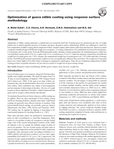 Optimization of guava edible coating using response surface methodology 