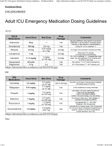 Adult ICU Emergency Medication Dosing Guidelines – Peripheral Brain