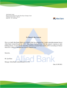 Allied Bank Limited Certificate 