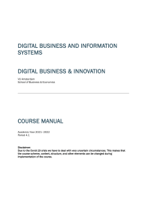 DBIS2021P1 Course Manual Digital Business and Information Systems V1.0