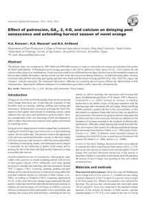 Navel Orange Peel Senescence: Putrescine, GA3, 2,4-D, Calcium Effects