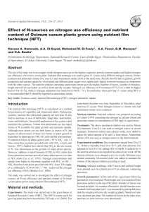 Effect of N-sources on nitrogen use effi ciency and nutrient