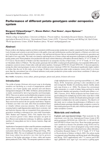 Performance of different potato genotypes under aeroponics