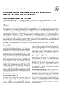 Pollen storage and use for enhancing fruit production in