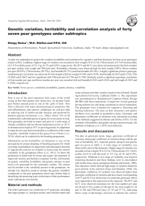 Genetic variation, heritability and correlation analysis of forty