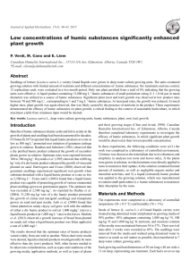 Low concentrations of humic substances significantly enhanced plant growth